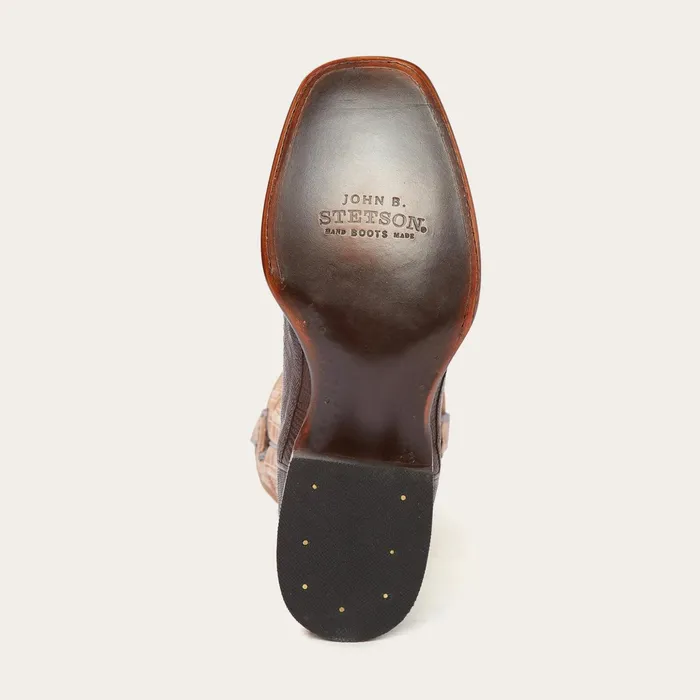 Western Men Stetson Beaumont Brown Teju Cowboy Boot Brown