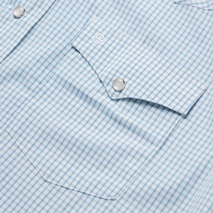 Western Shirts Men Stetson Blue Two Stripe Check Western Shirt Blue