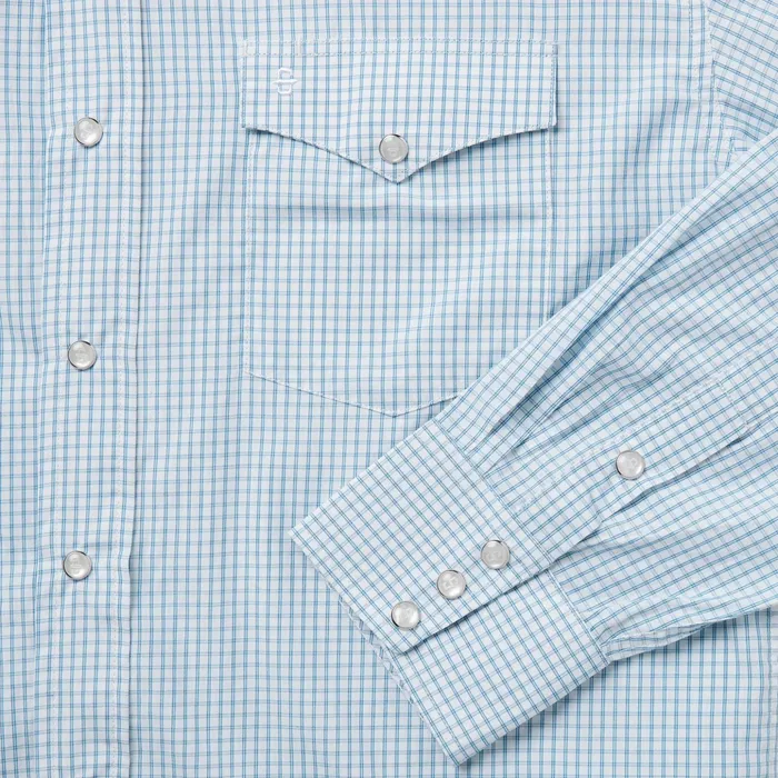 Western Shirts Men Stetson Blue Two Stripe Check Western Shirt Blue