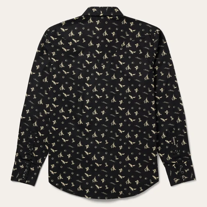Western Shirts Men Stetson Conversation Print Western Shirt Black