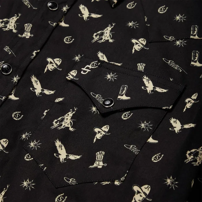 Western Shirts Men Stetson Conversation Print Western Shirt Black