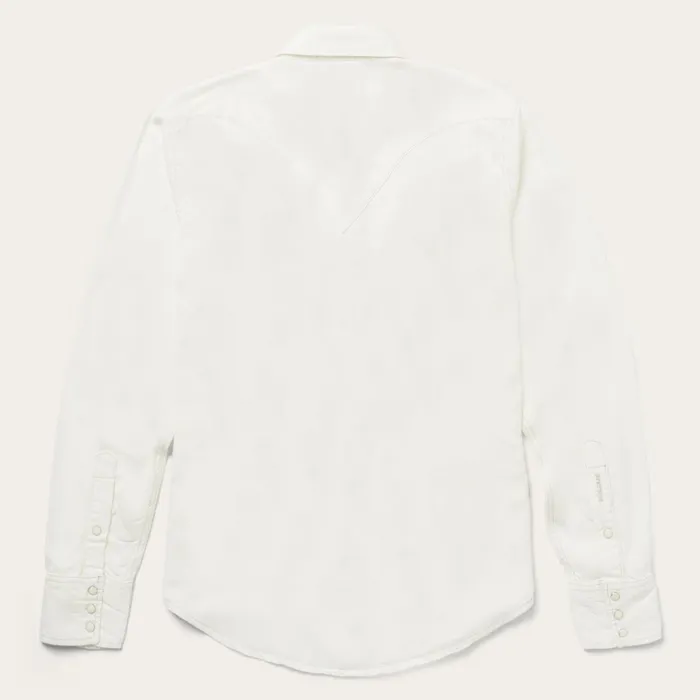 Western Shirts Men Stetson Cream Tencel Twill Shirt White