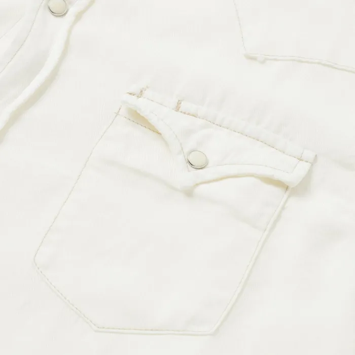 Western Shirts Men Stetson Cream Tencel Twill Shirt White