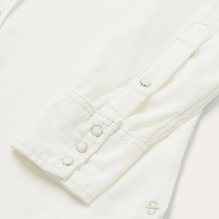 Western Shirts Men Stetson Cream Tencel Twill Shirt White