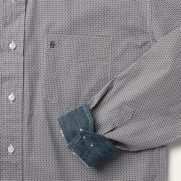 Western Shirts Men Stetson Grey Geo Print Button Front Shirt Grey