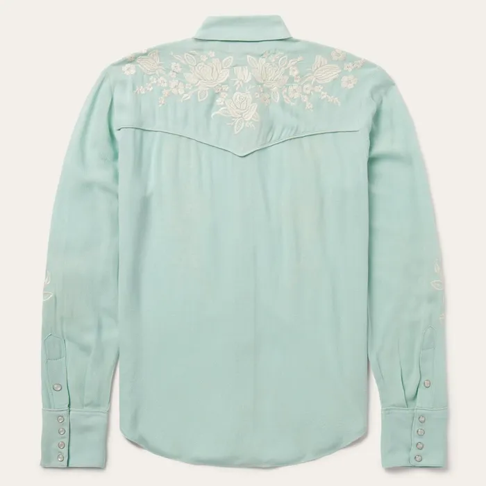Western Shirts Women Stetson Aqua Rayon Crepe Western Shirt Blue