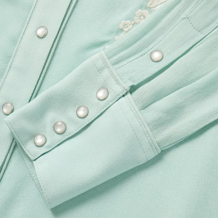 Western Shirts Women Stetson Aqua Rayon Crepe Western Shirt Blue