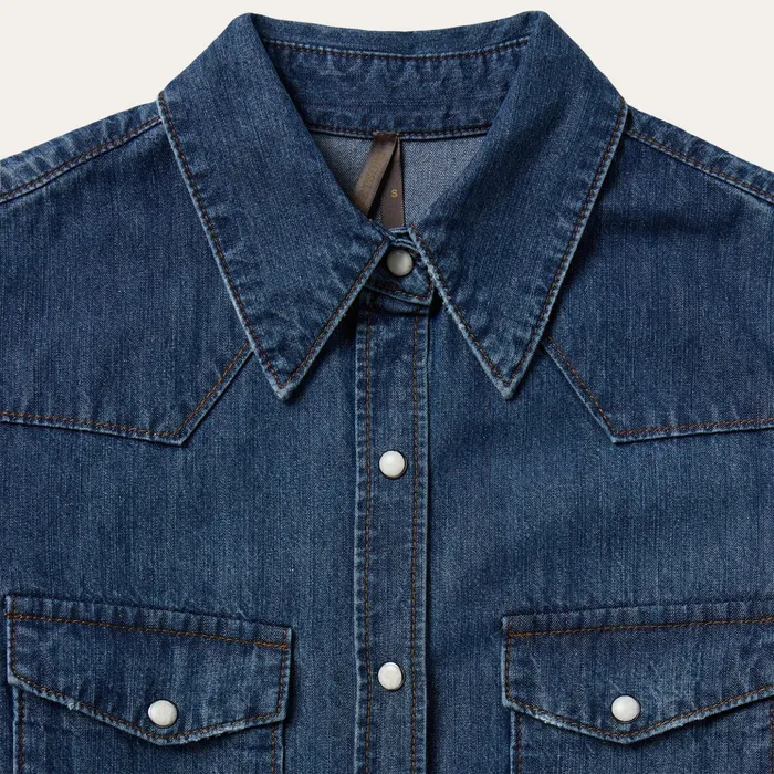 Western Shirts Women Stetson Dark Denim Snap Western Shirt Blue