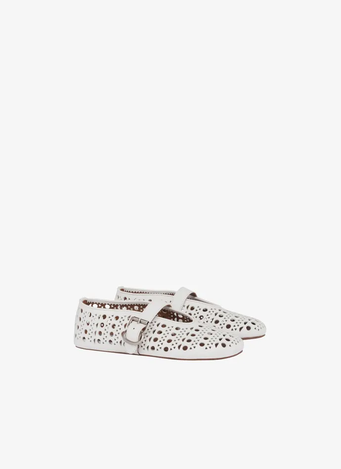 White BALLET FLATS IN VIENNE LAMBSKIN Women Alaa Flat Shoes