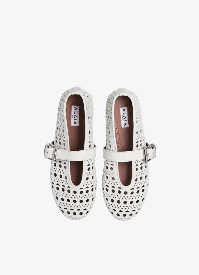 White BALLET FLATS IN VIENNE LAMBSKIN Women Alaa Flat Shoes