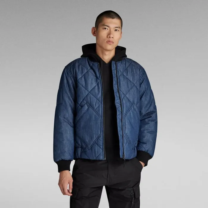 Winter Coats Men GStar RAW Premium Padded Denim Bomber Raw Denim