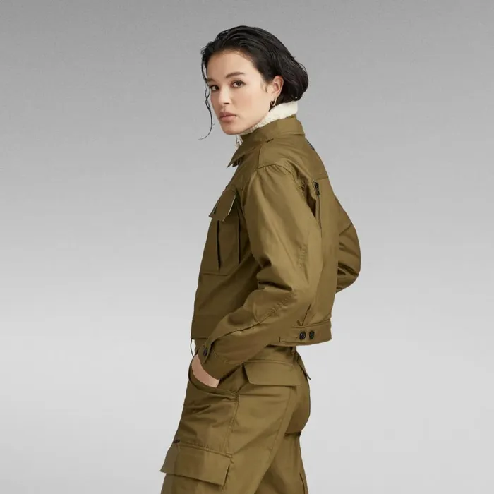 Winter Coats Women GStar RAW Cropped Hunter Jacket Dark Olive