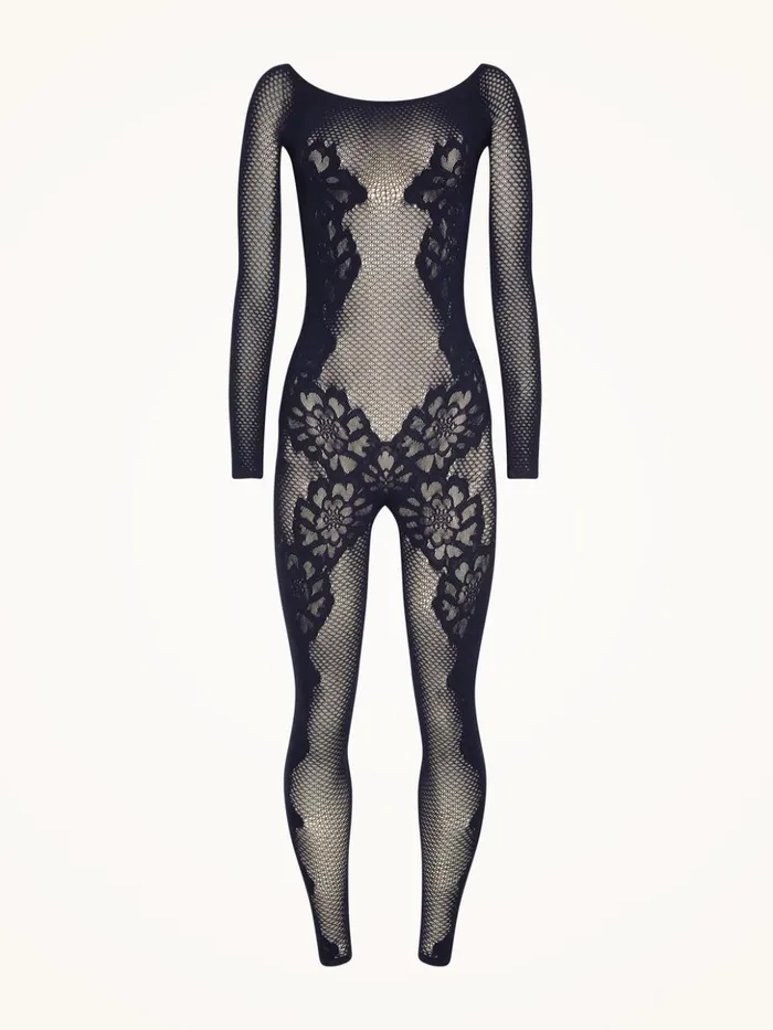 Wolford Lace Tattoo Jumpsuit Deep Night Women Trousers and Jumpsuits