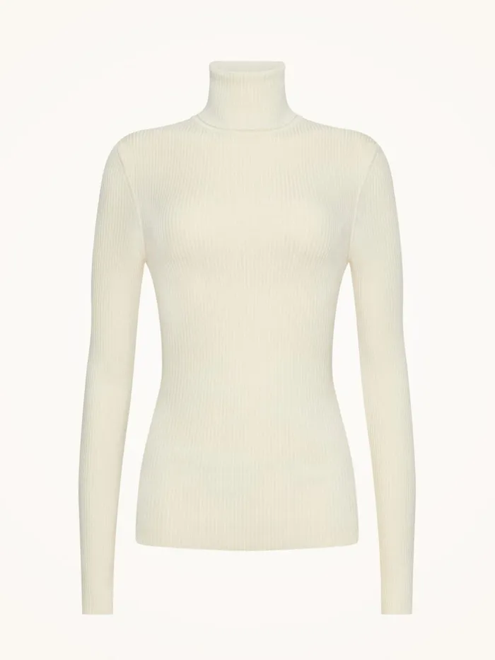Wolford Merino Fine Rib Top Long Sleeve Ecrue Women Longsleeved Tops
