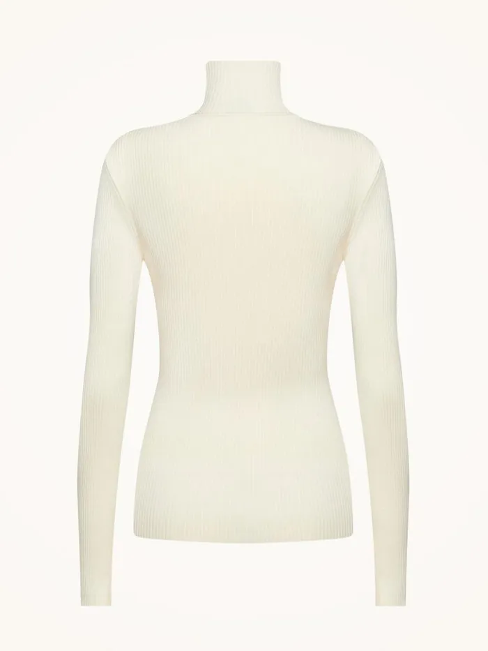 Wolford Merino Fine Rib Top Long Sleeve Ecrue Women Longsleeved Tops