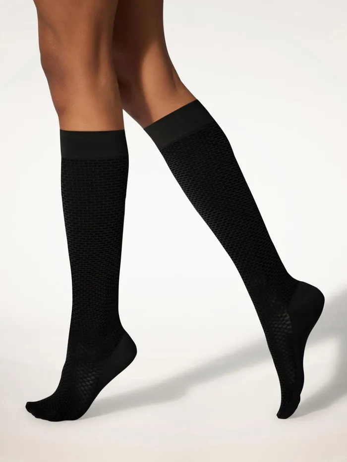 Wolford Mesh KneeHighs Black Women ThighHighs and KneeHighs