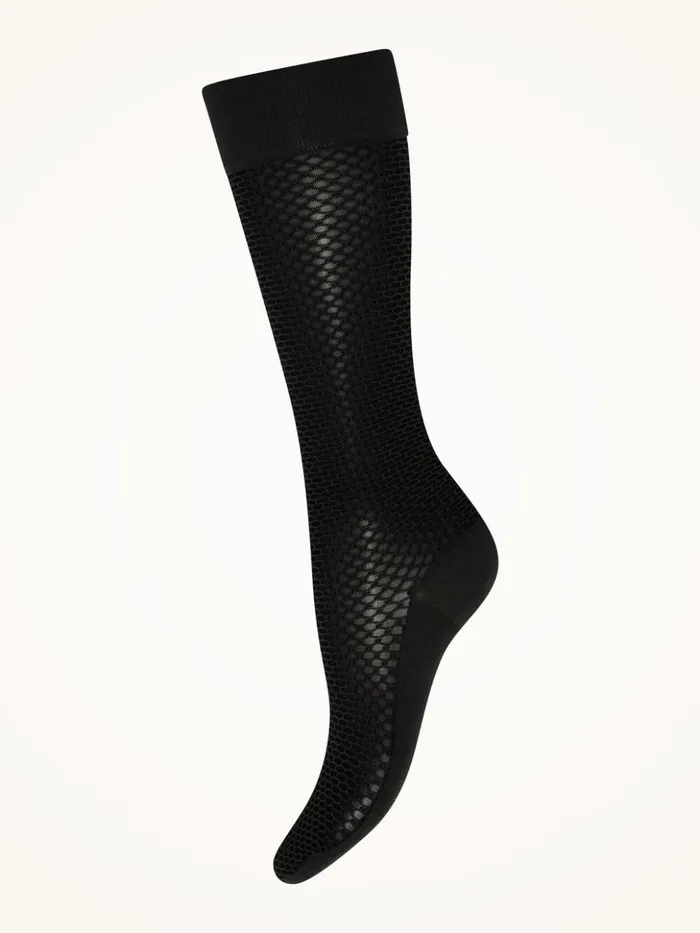 Wolford Mesh KneeHighs Black Women ThighHighs and KneeHighs