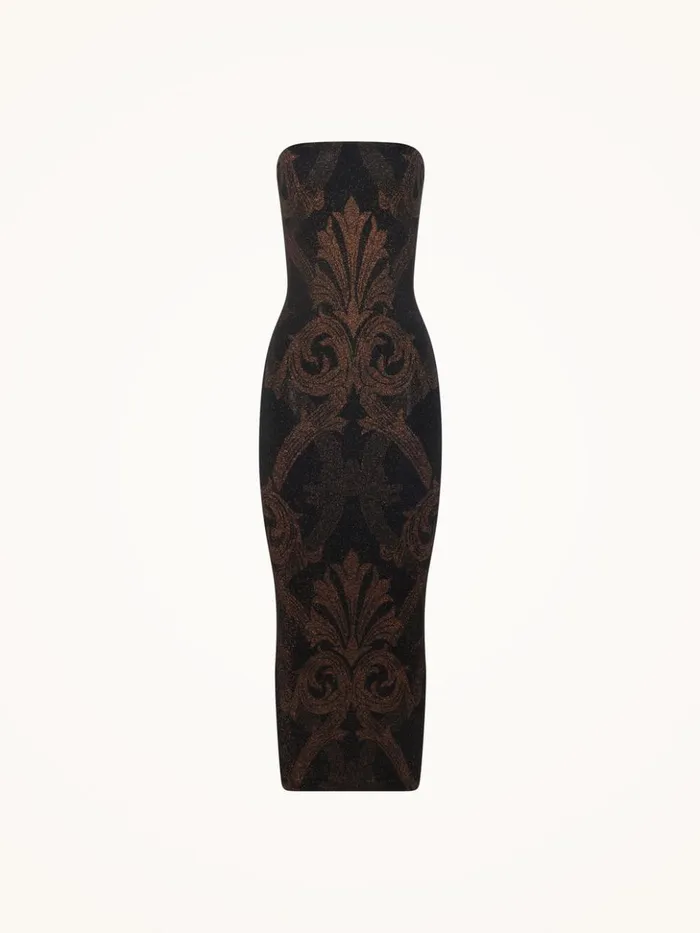 Wolford Metallic Jacquard Dress Blackcopper Women Dresses and Skirts