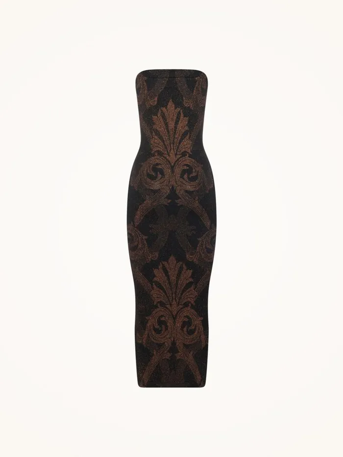 Wolford Metallic Jacquard Dress Blackcopper Women Dresses and Skirts