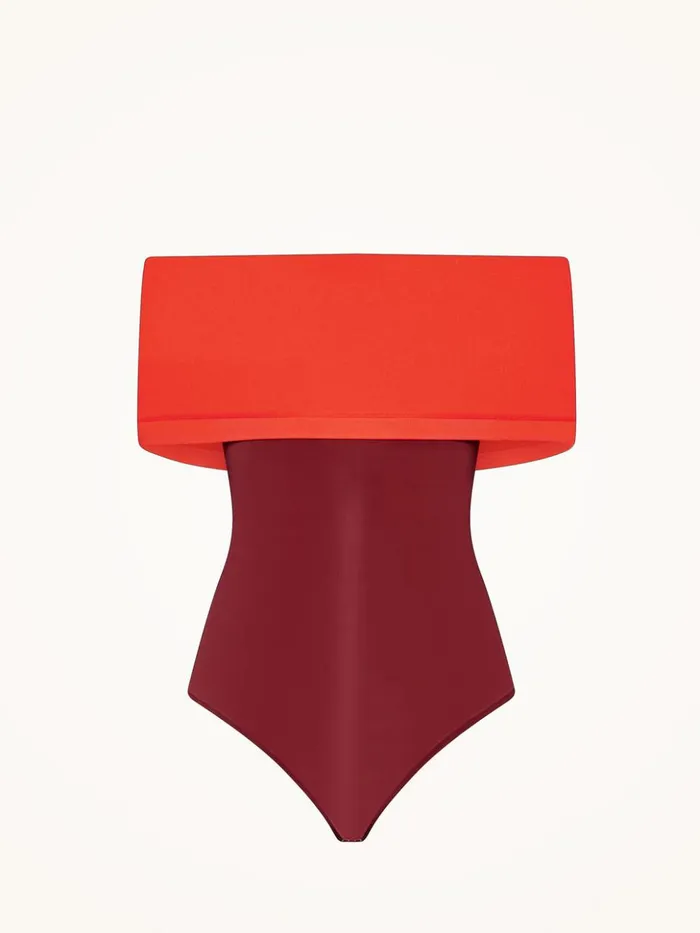 Wolford Sheer Fatal String Body Coralmerlot Women String Bodies
