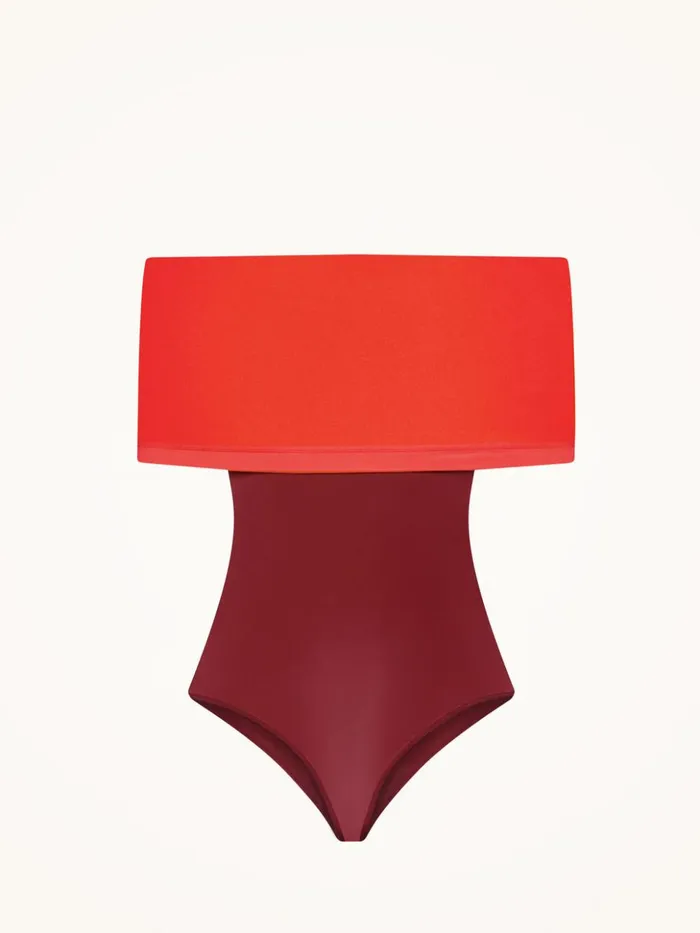 Wolford Sheer Fatal String Body Coralmerlot Women String Bodies