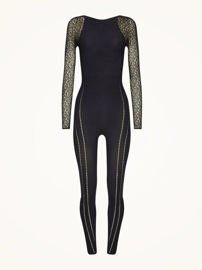 Wolford W Net Jumpsuit Black Women Trousers and Jumpsuits
