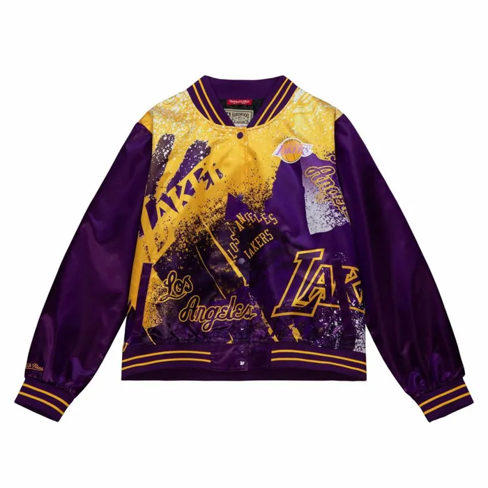 Women039s Jackets and Outerwear Mitchell and Ness Womens Satin Jacket 30 Los Angeles Lakers