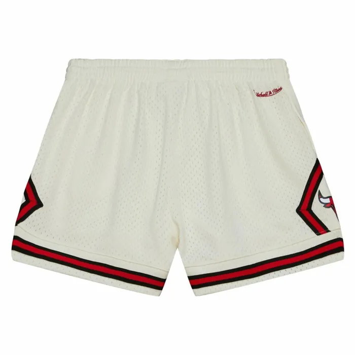 Women039sMen039s Womens Mitchell and Ness Cream Unisex Jump Shot Shorts Chicago Bulls 199798 Women039sMen039s Womens Mitchell and Ness Cream Unisex Jump Shot Shorts Chicago Bulls 199798