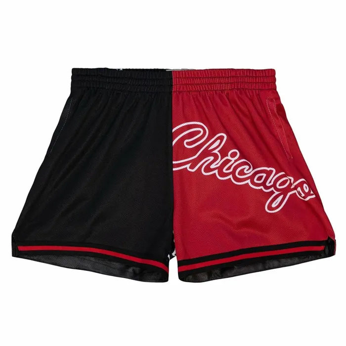 Women039s Womens Mitchell and Ness Womens Big Face Shorts 50 Chicago Bulls