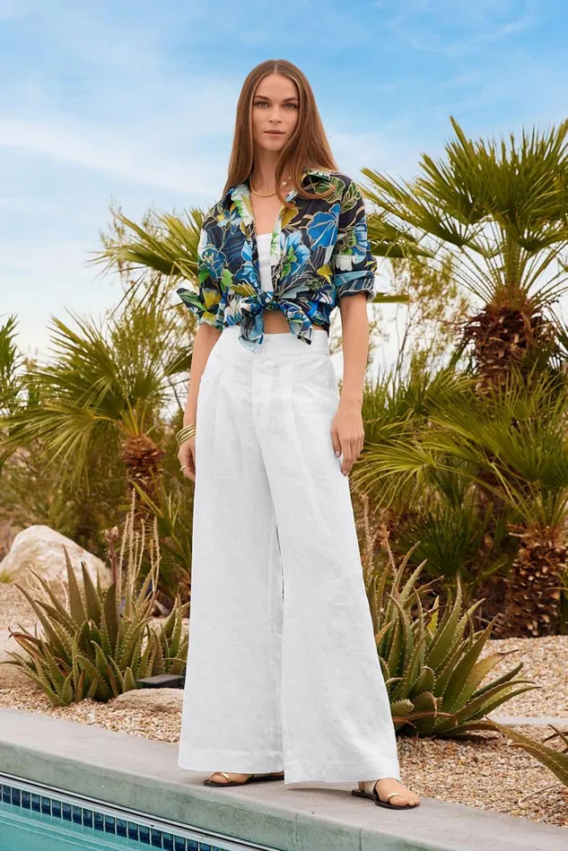 Women ACANTHA WIDE LEG PLEAT PANT White Johnny Was Bottoms Women ACANTHA WIDE LEG PLEAT PANT White Johnny Was Bottoms
