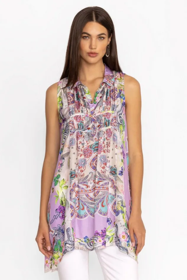 Women AHMANITA TUNIC Greenridge Scarf Print Johnny Was Tops