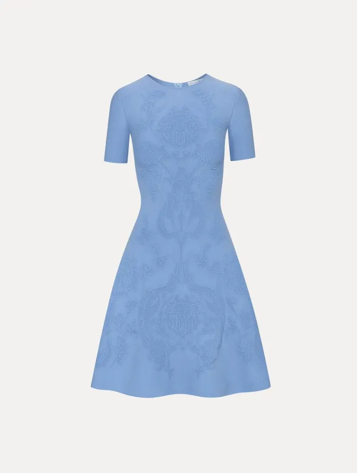 Women Art Nouveau Knit Dress Aventurine Oscar De La Renta Dresses