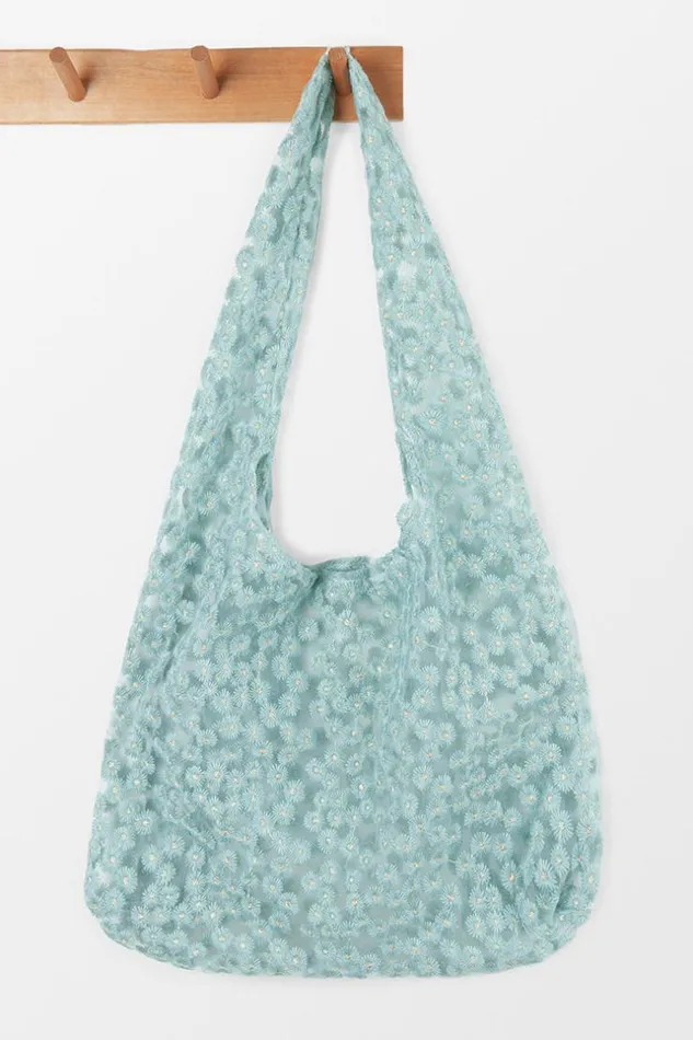 Women Bags Cupshe Avalon Embroidery Floral Green Shoulder Bag Green