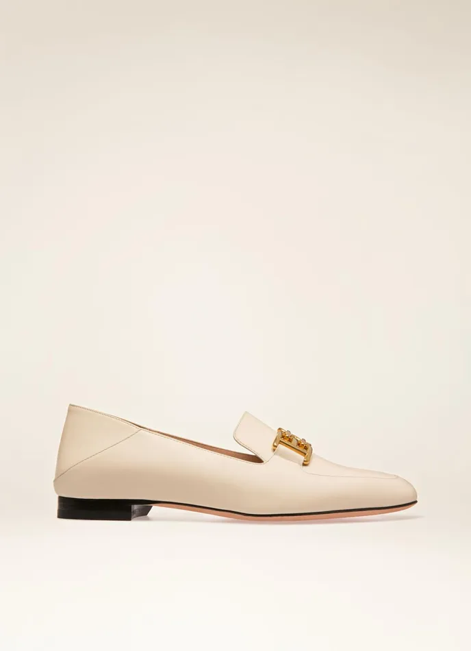 Women Bally Flats and Moccasins Ellah Flat 8211 Leather Loafers In Bone