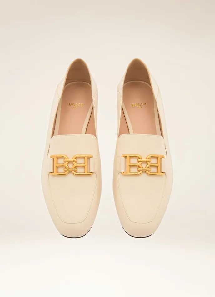 Women Bally Flats and Moccasins Ellah Flat 8211 Leather Loafers In Bone