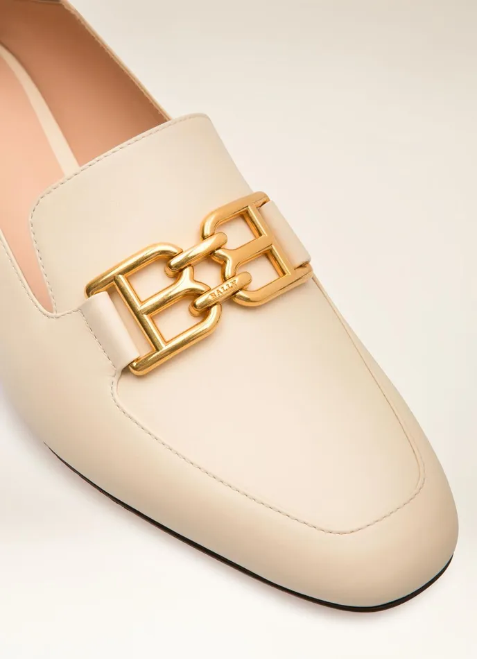 Women Bally Flats and Moccasins Ellah Flat 8211 Leather Loafers In Bone