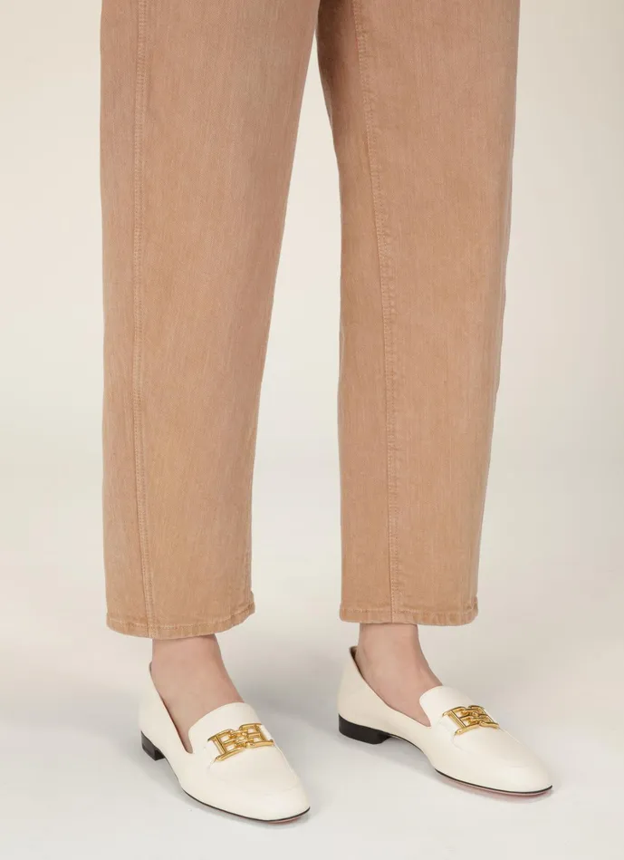 Women Bally Flats and Moccasins Ellah Flat 8211 Leather Loafers In Bone
