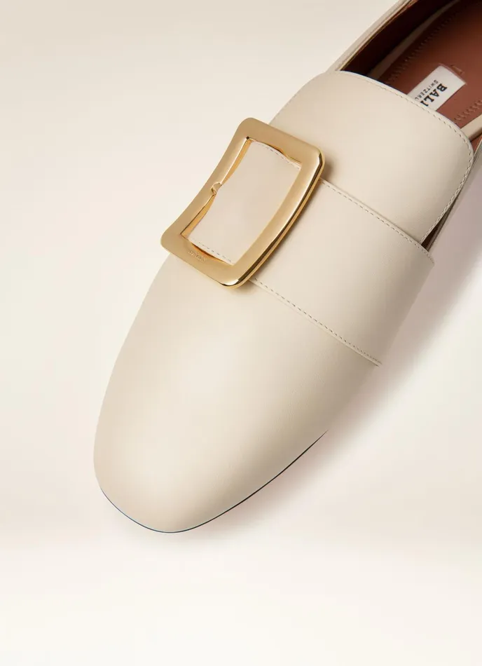 Women Bally Flats and Moccasins Janelle 8211 Calf Leather Slipper In Bone