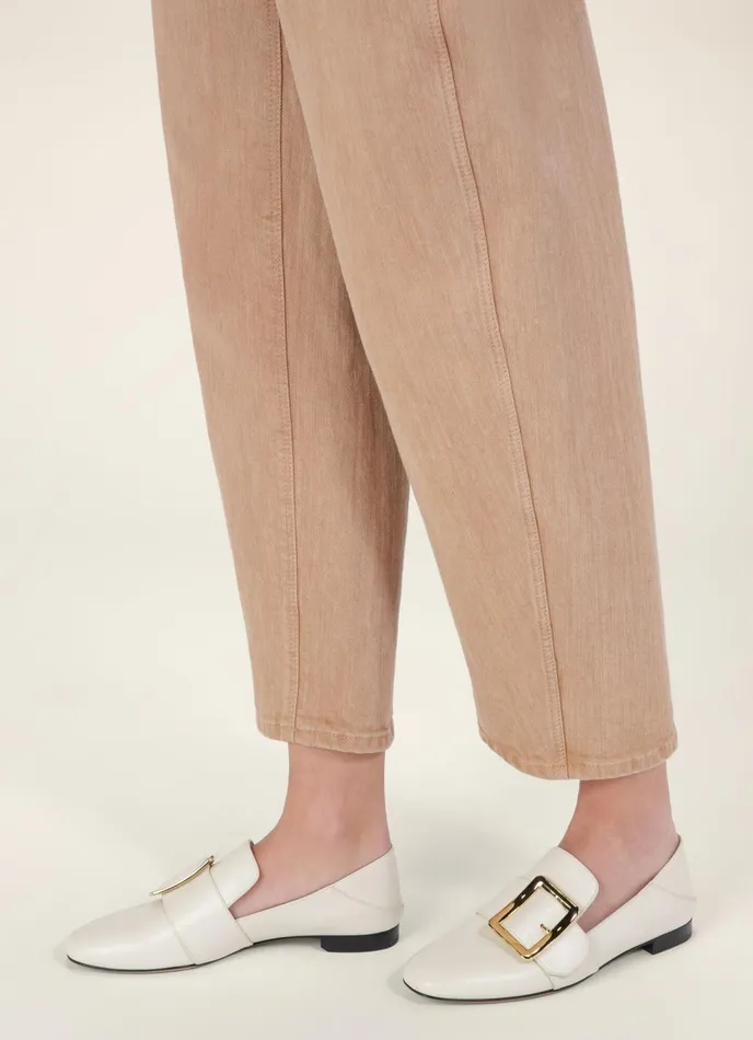 Women Bally Flats and Moccasins Janelle 8211 Calf Leather Slipper In Bone