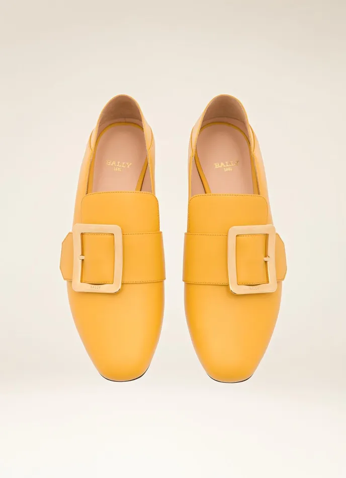 Women Bally Flats and Moccasins Janelle 8211 Leather Loafers In Yellow