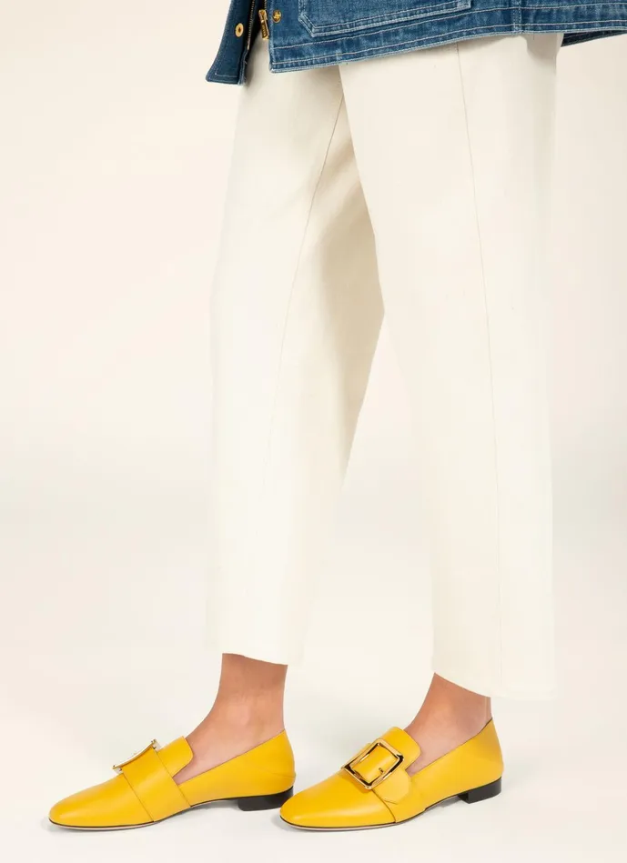 Women Bally Flats and Moccasins Janelle 8211 Leather Loafers In Yellow