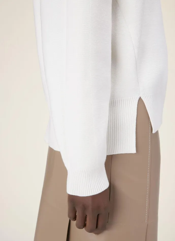 Women Bally Knitwear Crew Neck Sweater 8211 Wool Top In Bone