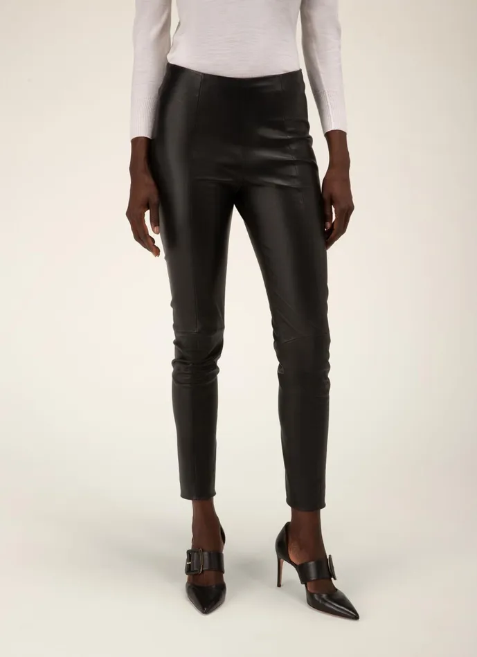 Women Bally Leather Leather Leggings 8211 Nappa Leather Bottoms In Black