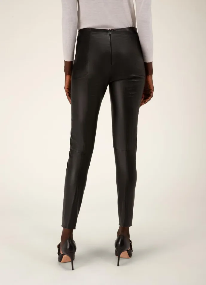 Women Bally Leather Leather Leggings 8211 Nappa Leather Bottoms In Black