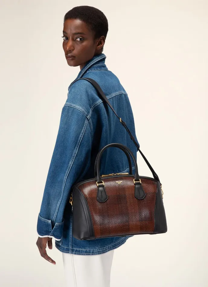 Women Bally Top Handle Bags Saffi 8211 Leather Top Handle Bag In Brown