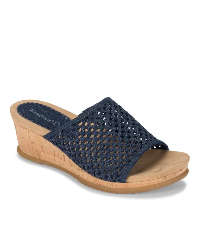 Women Baretraps Slides and Slip On Sandals Flossey Wedge Slide Sandal Dark Denim