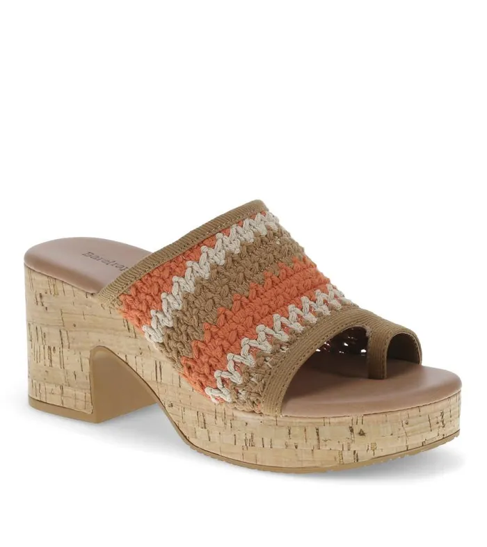Women Baretraps Slides and Slip On Sandals Michaela Block Heel Sandal Orange Aid Multi