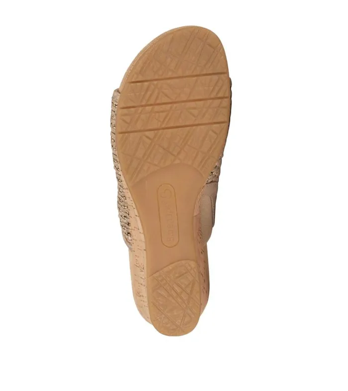 Women Baretraps Wedge Sandals Flossey Wedge Slide Sandal Soft Gold Women Baretraps Wedge Sandals Flossey Wedge Slide Sandal Soft Gold