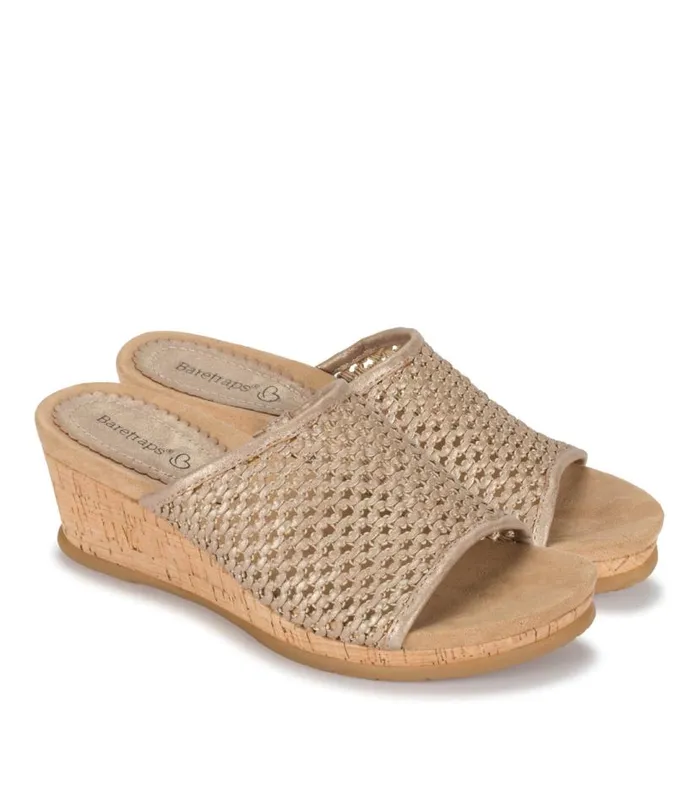 Women Baretraps Wedge Sandals Flossey Wedge Slide Sandal Soft Gold Women Baretraps Wedge Sandals Flossey Wedge Slide Sandal Soft Gold