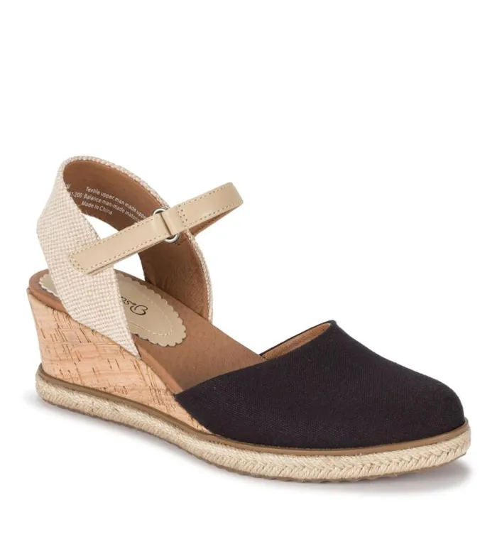 Women Baretraps Wedge Sandals Ocean Closed Toe Wedge Sandal Black Canvas
